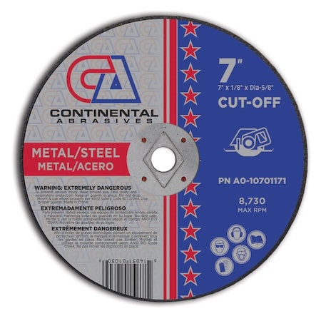 Continental Abrasives 7" x 1/8" x 5/8-DIA Signature Abrasive Circular Saw Blade A0-10701171